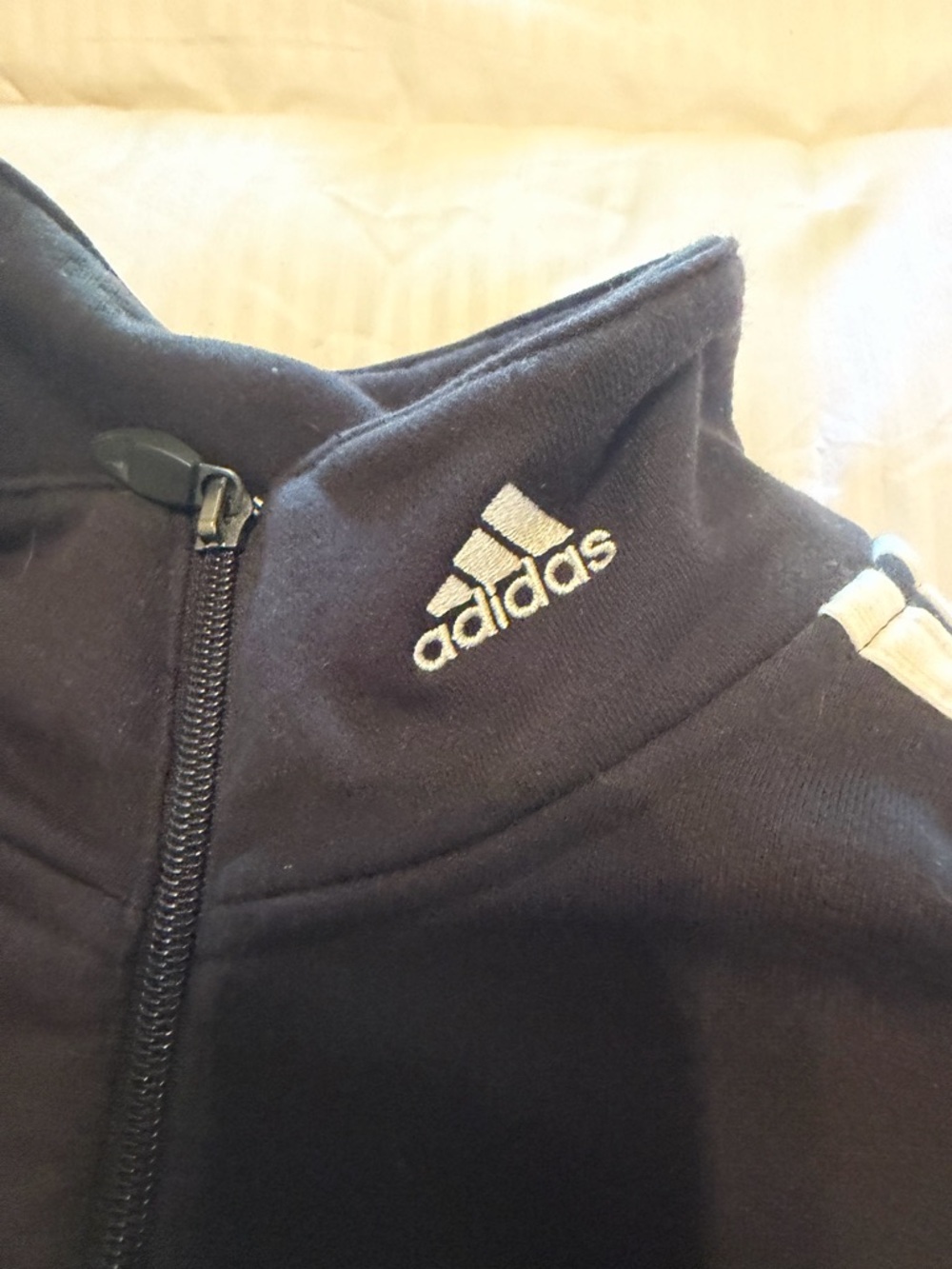 adidas Black Quarter-Zip Performance Pullover with White 3-Stripes - Picture 2 of 5